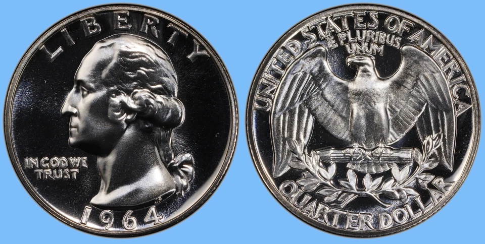 1964 WASHINGTON SILVER QUARTER PROOF ~ UNTOUCHED FROM U.S. MINT PROOF SET! - Image 1 of 1