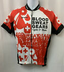 Canari Cycling Jersey Blood Sweat Gears Cycle & Skate Red Shirt Mens Jersey Sz M