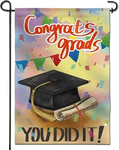 Anley Congrats Grads You Did It Decorative Garden Flags Double Sided 18"x12.5" - Picture 1 of 6