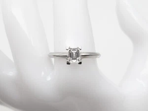 HARRY WINSTON $26,500 .91ct GIA VS1 H Emerald Cut Diamond Platinum Wedding Ring - Picture 1 of 7