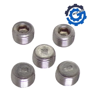 Lot of 5 Pipe Plugs 5/8" x 7/16" 302 Stainless Steel 150 PSI Hex Countersunk - Picture 1 of 6