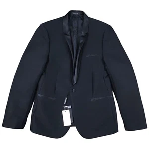 Emporio Armani Black One Button Tuxedo Jacket Blazer Size UK 14 NEW - Picture 1 of 3