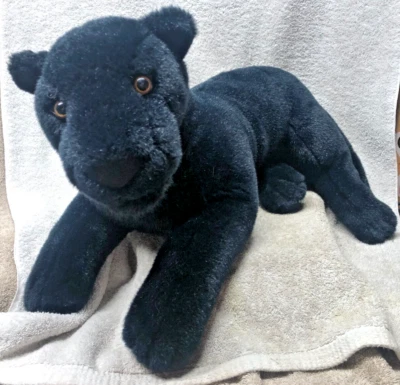 BLACK PANTHER PLUSH jaguar FIiesta 21" large laying stuffed animal realistic - Image 1 of 4