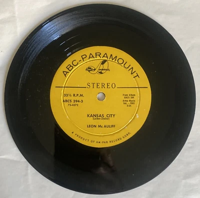 Виниловая пластинка Leon Mc Auliffe Hoodle Addle Kansas City 7 дюймов музыкальный автомат мини LP 33 об/мин - Изображение 1 из 4