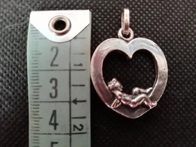 Charm Raspini - Cuore grande con angelo - argento 925 - NUOVO - Immagine 1 di 3