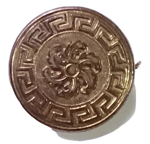 BEAUTIFUL ANTIQUE, 18th CENTURY WOOD BACK BUTTON GILT TOP GREEK KEY BORDER Cover