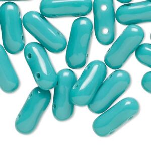 10 Czech Glass 9mm Long Oval Capsule Pill Bar Loose Beads With 2 Twin Holes