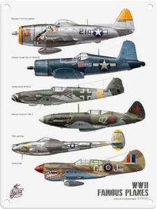World War 2 Famous Fighters 2 steel sign 400mm x 300mm - Picture 1 of 1