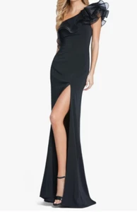 IEENA FOR MAC DUGGAL One-Shoulder Ruffle Sheath Gown (size 8) - Picture 1 of 2