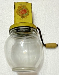 Vintage Yellow Hazel Atlas Nut Meat Chopper Grinder With Working Crank Handle - Picture 1 of 8