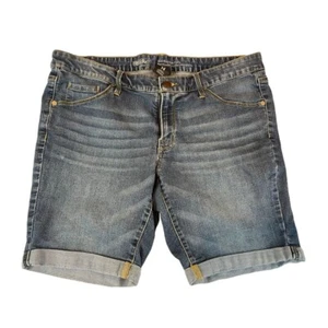 Mossimo Womens Bermuda Shorts Mid Rise Denim F16984457 Roll Tab Hem Blue Size 14 - Picture 1 of 9