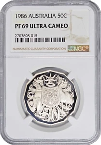 1986 Australia 50 Cents PF69 Ultra Cameo NGC KM# 83 UNC - Picture 1 of 2