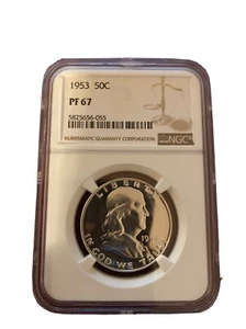 1953 Proof Franklin Half Dollar NGC PF67 PR67  Obverse Toning by Rims 554007 - Picture 1 of 4