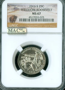 2016 S THEODORE ROOSEVELT  PARKS QUARTER MS67  MAC SPOTLESS * - Picture 1 of 2
