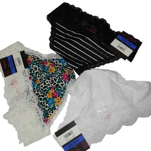 NEW Set of 3 No Boundaries Microfiber Lace Thongs XXXL 3XL Leopard Print Floral - Picture 1 of 12