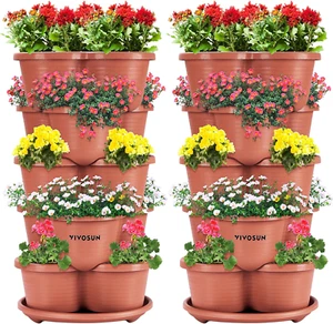 2-Pack 5 Tier Vertical Gardening Stackable Planter, Strawberries, Flowers, Herbs - Picture 1 of 12