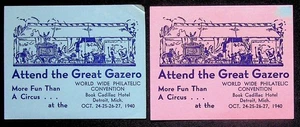 Philatelic Convention 1940 Poster Stamps Attend The Great Gazero Circus Michigan - Picture 1 of 2
