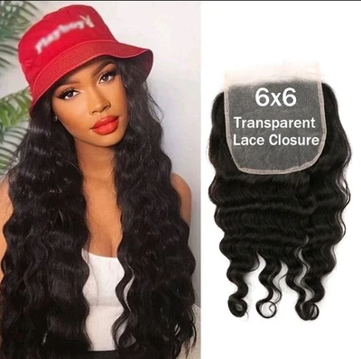 CABELLO HUMANO VIRGEN PERUANO 12A 14 PULGADAS SUELTO ONDA PROFUNDA 6X6 CIERRE DE ENCAJE MÁS ANCHO 80g Foto 1 de 4