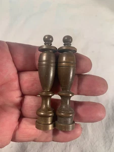 Vintage pair of Cast Brass fancy shaped Finials c1930s 3" tall - Picture 1 of 4