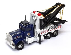 Matchbox Appx 15cm Long K-121 - Peterbilt Wreck Truck City Police - Blue/White - Picture 1 of 5