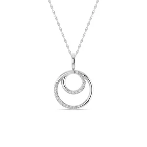 Doppelkreis Anhänger 0,090 cttw natürlicher Diamant Anhänger/Halskette in 10K Gold - Bild 1 von 6