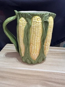 Vintage Corn Pitcher From Estate 8” Tall Ceramic - Picture 1 of 11
