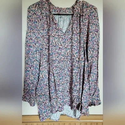 Destination Maternity Women's Split Neck Multi Colored Floral Blouse Size LG NEW - Image 1 of 4