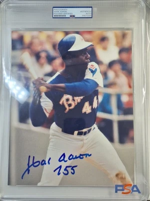 Hank Aaron BIG autograph IN BLUE 8X10 MLB photo inscribed 755 PSA/DNA #5204 - Image 1 of 3
