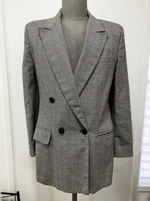 Vintage Giorgio Sant'Angelo Women's 8 Blazer Jacket Wool Black Red Tan Gingham - Image 1 of 4