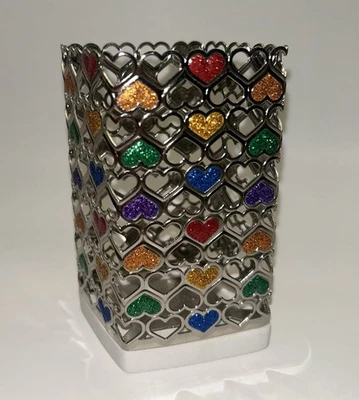 Bath & Body Works Soap Sleeve Holder RAINBOW Enameled Hearts on Silver NEW NWT - Image 1 of 4