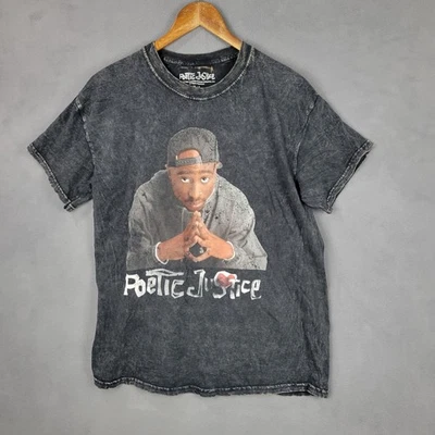 Camiseta Poetic Justice Para Hombre M/L Gris Tupac Shakur Película Gráfico Algodón Lavado Ácido Foto 1 de 4