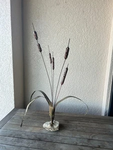 Curtis Jere Mid Century Modern Metall Rohrkolben Skulptur 37" Messing Kupfer auf Stein - Bild 1 von 8