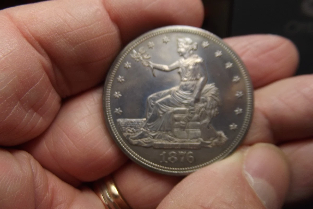1876年未经认证美国贸易美元银币| eBay
