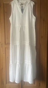 Joules Ladies White Ophelia Tiered Summer Dress New With Tags. Size 18 - Picture 1 of 9