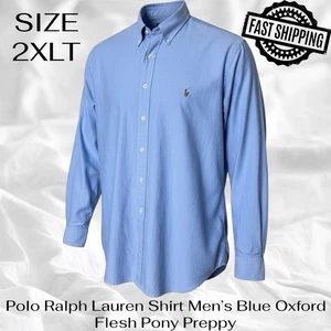 Polo Ralph Lauren Shirt Mens 2XLT Tall Blue Oxford Flesh Pony Preppy FAST SHIP - Picture 1 of 5