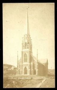 Chicoutimi rppc Church Eglise du Sacré-Coeur Quebec Canada 1908 - Picture 1 of 1
