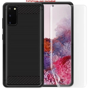 For Samsung Galaxy S20 Plus SM-G986U Hydrogel Screen Protector Carbon Fiber Case - Picture 1 of 4