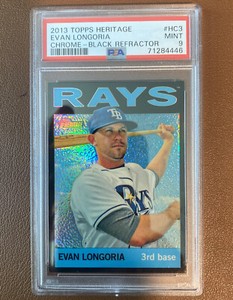 2013 Topps Heritage Chrome Black Refractor #HC-3 Evan Longoria Rays PSA 9 #23/64
