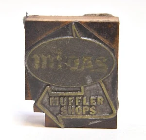 VINTAGE MIDAS MUFFLER SHOP LETTERPRESS PRINTERS BLOCK - Picture 1 of 4