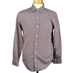 J.CREW Men's Red Grid 2-Ply Cotton Point Collar Long Sleeve Button Up Size Small - Picture 1 of 24