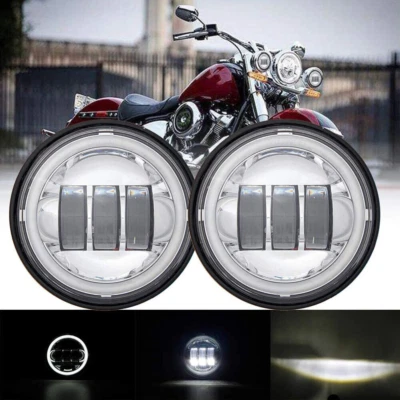 4.5" LED Passing Lights with Angel Eyes Halo Ring For Dyna Yamaha Bolt Cruiser Foto 1 de 4