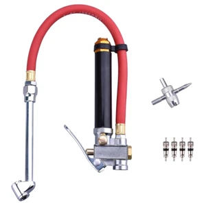 Air Tire Inflator with Pressure Gauge Dual Head (1) 4-Way Tool (4) Valve cores - Picture 1 of 1