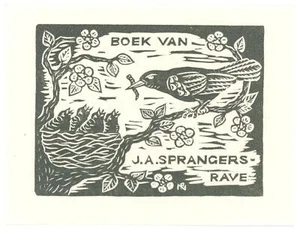 Ru Niemeyer - Exlibris von J.A. Sprangers-Rave - Holzschnitt - 1955 - Imagen 1 de 1