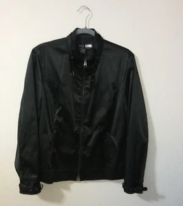 Focus Lifestyle Black Bomber Jacket Full Zip Black Lining Women Size 14 - Picture 1 of 5