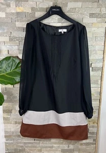 Jasper Conran Women’s Size 12 Black See Through Sleeve Striped Dress - Picture 1 of 7