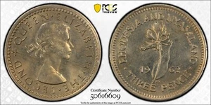 1962 Rhodesia & Nyasaland 3 Pence PCGS MS65 - Picture 1 of 1