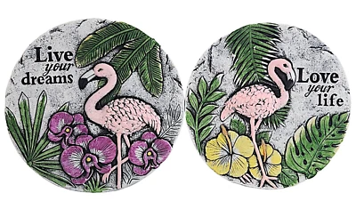 Flamingo Zement Trittstein exotischer Vogel Thema schöne Zitate für Gartendekoration - Bild 1 von 4