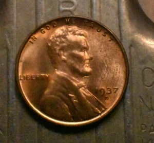 Fingerprint Error Gem! 1937-D Lincoln Wheat Cent 1c. (#9124) - Picture 1 of 3