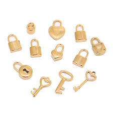 6pcs Stainless Steel Lock Key Charms Heart Star Shaped Padlock Pendants Supplies