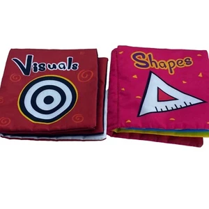 Top Bright Soft Cloth Baby Books Set of 2 Visuals & Shapes Fabric Infant Safe - Picture 1 of 9